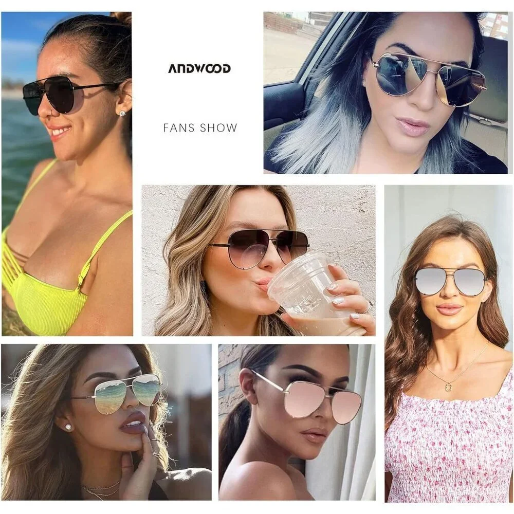 Oversized Aviator Sunglasses UV Protection Big Women Men Fashion Sun Glasses